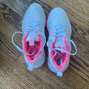 Nike White Athletic Shoes with Pink Accents